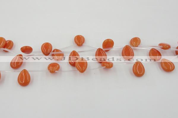 CCN2679 Top-drilled 13*18mm flat teardrop candy jade beads