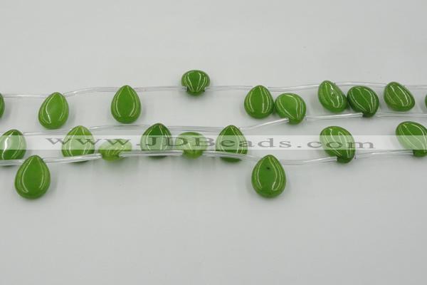 CCN2685 Top-drilled 13*18mm flat teardrop candy jade beads