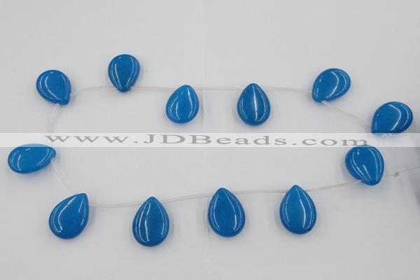 CCN2710 Top-drilled 18*25mm flat teardrop candy jade beads