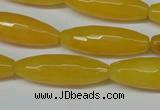 CCN2913 15.5 inches 10*30mm faceted rice candy jade beads