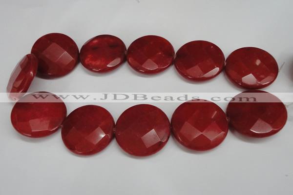 CCN305 15.5 inches 35mm faceted coin candy jade beads wholesale