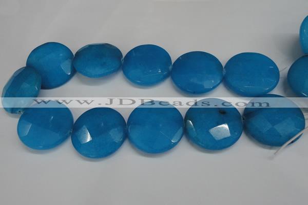 CCN308 15.5 inches 35mm faceted coin candy jade beads wholesale