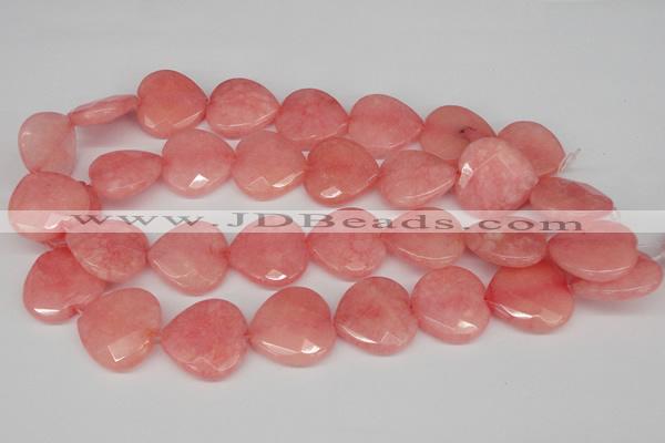 CCN372 15.5 inches 25*25mm faceted heart candy jade beads wholesale