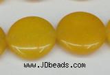 CCN3830 15.5 inches 20mm flat round candy jade beads wholesale