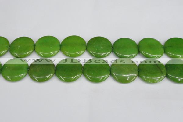 CCN3845 15.5 inches 30mm flat round candy jade beads wholesale