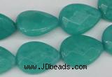 CCN385 15.5 inches 15*20mm faceted flat teardrop candy jade beads