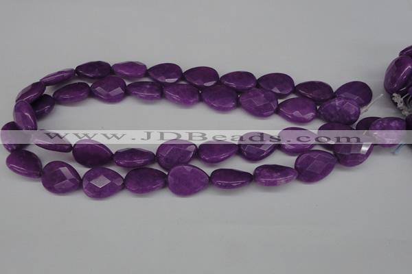 CCN390 15.5 inches 15*20mm faceted flat teardrop candy jade beads