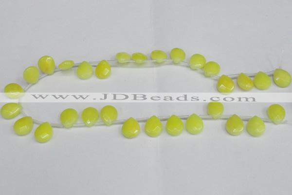 CCN3933 Top-drilled 12*15mm briolette candy jade beads wholesale