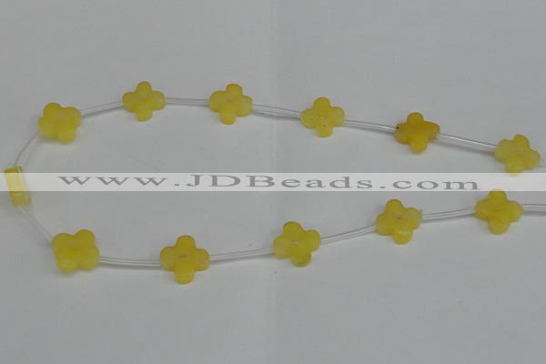 CCN3946 15.5 inches 15mm carved flower candy jade beads wholesale