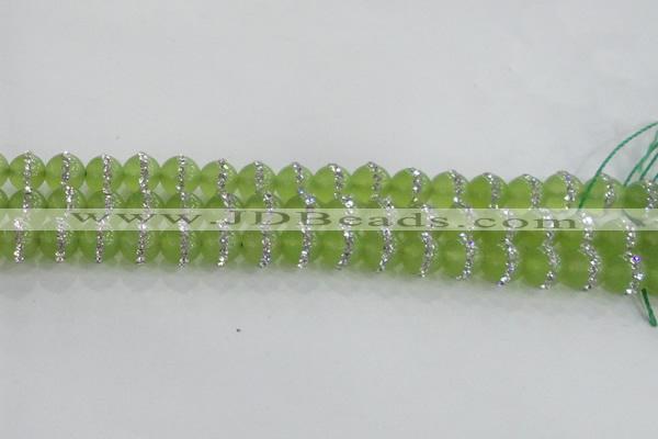 CCN4621 15.5 inches 8mm round candy jade with rhinestone beads