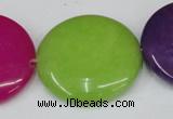 CCN510 15.5 inches 30mm flat round candy jade beads wholesale