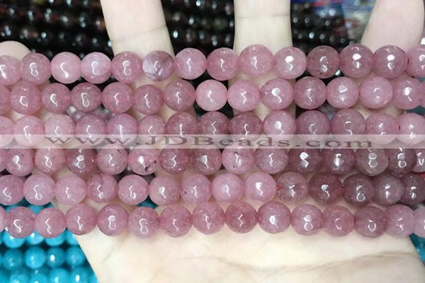 CCN5716 15 inches 8mm faceted round candy jade beads