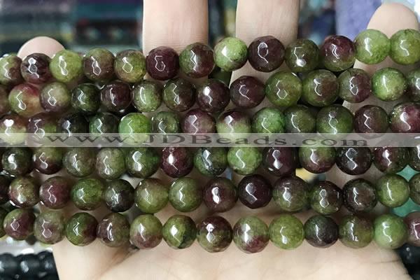 CCN5744 15 inches 8mm faceted round candy jade beads