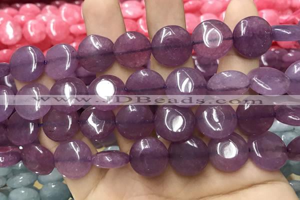 CCN5873 15 inches 15mm flat round candy jade beads Wholesale