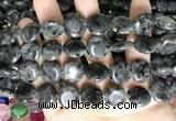 CCN5918 15 inches 15mm flat round black labradorite beads Wholesale