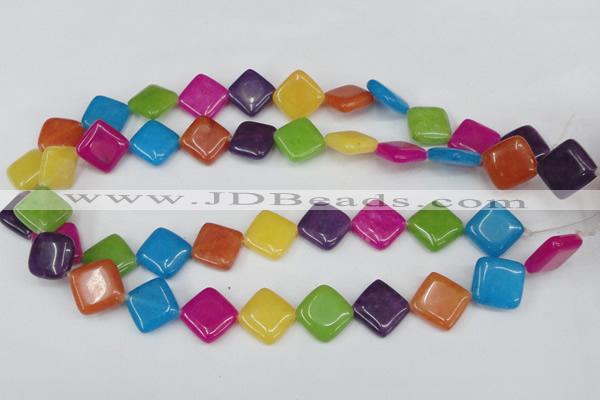 CCN730 15.5 inches 15*15mm diamond candy jade beads wholesale