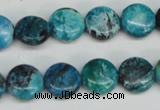 CCO175 15.5 inches 12mm flat round dyed natural chrysotine beads