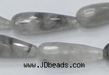 CCQ109 15.5 inches 10*30mm faceted teardrop cloudy quartz beads