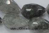 CCQ112 15.5 inches 20*30mm faceted teardrop cloudy quartz beads