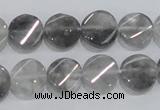 CCQ127 15.5 inches 12mm twisted coin cloudy quartz beads wholesale