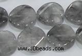 CCQ129 15.5 inches 20mm twisted coin cloudy quartz beads wholesale