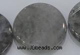 CCQ132 15.5 inches 40mm twisted coin cloudy quartz beads wholesale