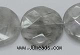 CCQ139 15.5 inches 30mm faceted coin cloudy quartz beads wholesale