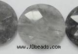 CCQ141 15.5 inches 40mm faceted coin cloudy quartz beads wholesale