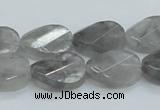 CCQ164 15.5 inches 13*18mm twisted & faceted oval cloudy quartz beads