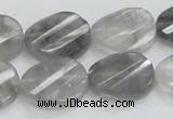 CCQ165 15.5 inches 12*20mm twisted & faceted oval cloudy quartz beads