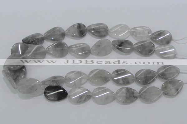 CCQ170 15.5 inches 18*25mm twisted flat teardrop cloudy quartz beads