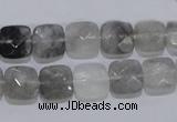 CCQ198 15.5 inches 10*10mm faceted square cloudy quartz beads