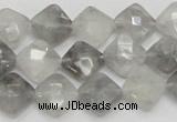 CCQ208 15.5 inches 10*10mm faceted diamond cloudy quartz beads