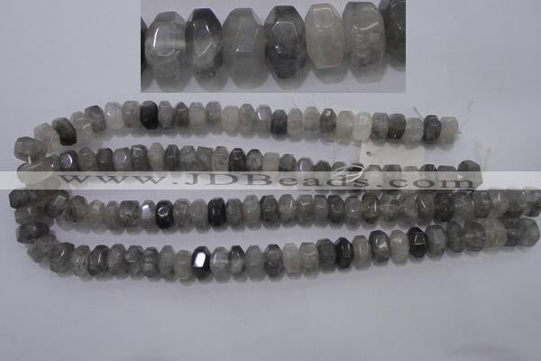 CCQ237 15.5 inches 8*12mm faceted rondelle cloudy quartz beads