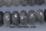 CCQ238 15.5 inches 10*20mm faceted rondelle cloudy quartz beads