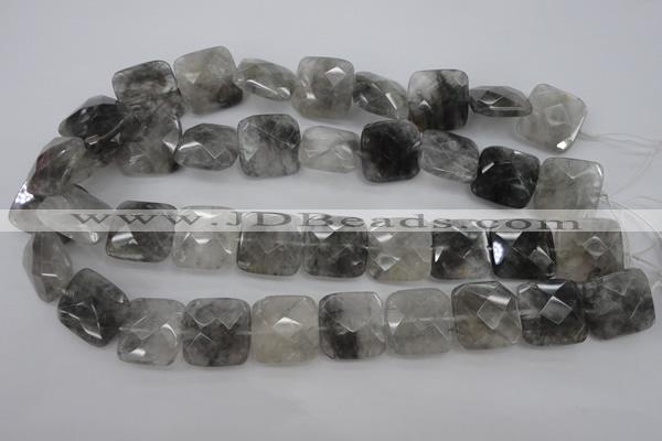 CCQ262 15.5 inches 20*20mm faceted square cloudy quartz beads