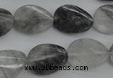 CCQ278 15.5 inches 15*20mm faceted & twisted oval cloudy quartz beads