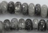 CCQ285 15.5 inches 8*16mm faceted rondelle cloudy quartz beads