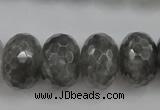 CCQ287 15.5 inches 12*18mm faceted rondelle cloudy quartz beads