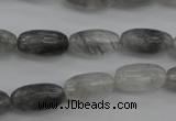 CCQ291 15.5 inches 8*16mm faceted rice cloudy quartz beads