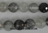 CCQ314 15.5 inches 12mm faceted round cloudy quartz beads wholesale