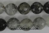 CCQ315 15.5 inches 14mm faceted round cloudy quartz beads wholesale