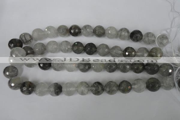 CCQ316 15.5 inches 16mm faceted round cloudy quartz beads wholesale