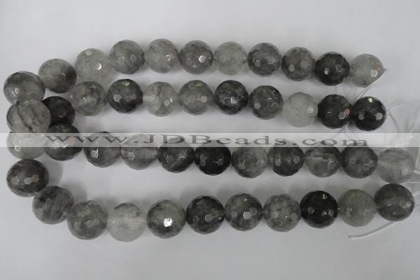 CCQ317 15.5 inches 18mm faceted round cloudy quartz beads wholesale