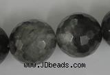 CCQ319 15.5 inches 22mm faceted round cloudy quartz beads wholesale