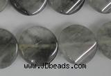 CCQ450 15.5 inches 20mm twisted coin cloudy quartz beads wholesale