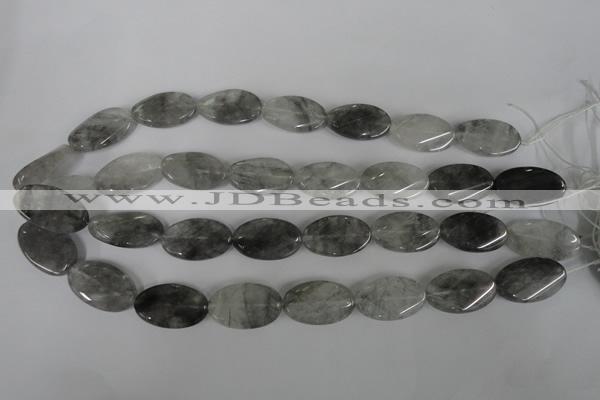 CCQ455 15.5 inches 15*25mm twisted oval cloudy quartz beads wholesale