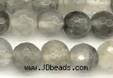 CCQ600 15 inches 6mm faceted round cloudy quartz beads