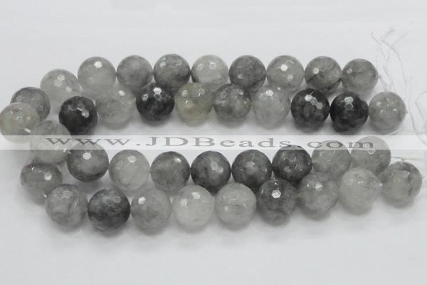 CCQ65 15.5 inches 20mm faceted round cloudy quartz beads wholesale