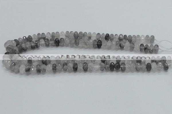 CCQ74 15.5 inches 7*10mm faceted rondelle cloudy quartz beads wholesale